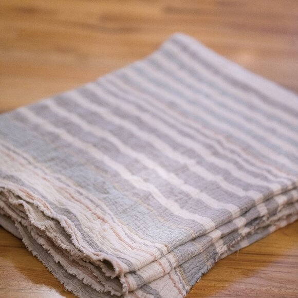 Coyuchi Topanga Organic Matelasse Blanket King Sunset Stripe Excellent - Picture 3 of 7